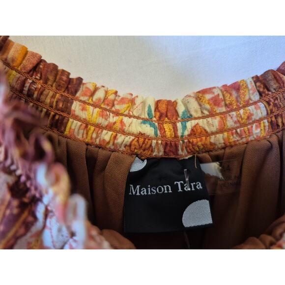 Anthro New W/Tag Maison Tara Spice Paprika Orange Geo Top Skirt Set US 14 - Picture 6 of 12